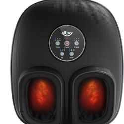 ALLJOY Foot Massager Machine with Heat, Rolling, Compression and Timer, Deep Kneading Shiatsu Massager, Electric Foot Massager for Neuropathy and Plan