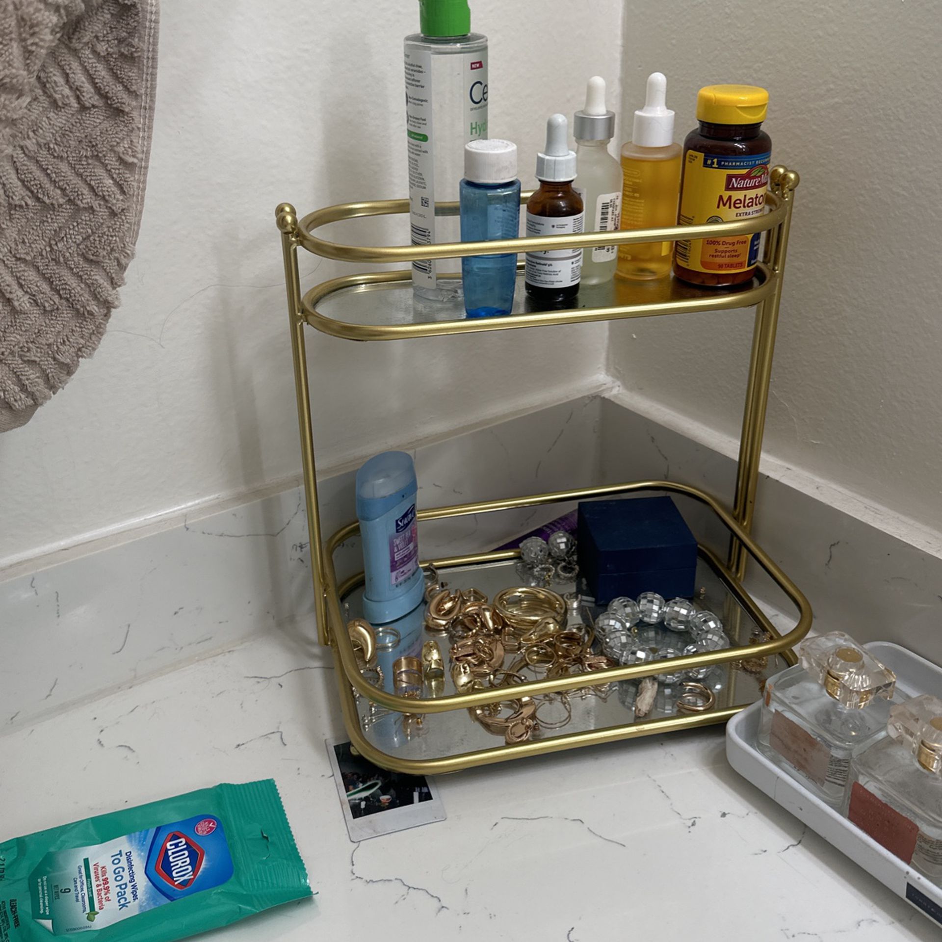 Gold Mirrored Jewelry Or Anything Holder 
