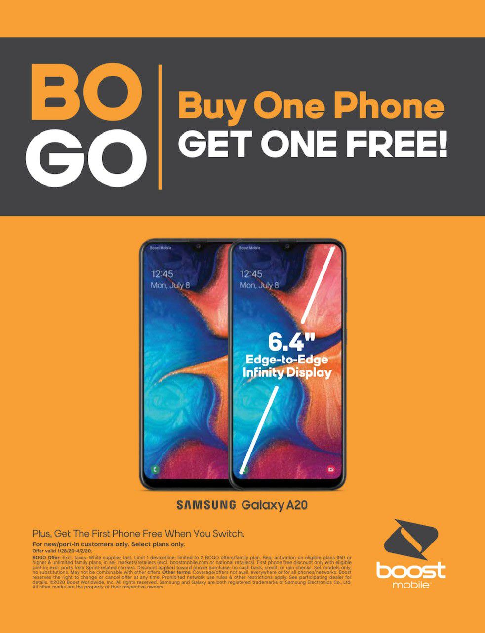 4 FREE Samsung A20's with NEW/PORT Service