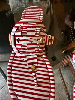 Stylish Tory Burch Red and White Striped Sandals size  8