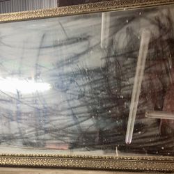 Vintage Antique Wooden Mirror 