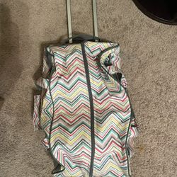 Thirty-One Colorful Chevron Rolling Luggage Duffle Bag