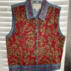 *VINTAGE* Tantrums Vest - Cotton Denim/Jacquard Fabric - Women’s X-Large