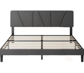ZINUS King Maya Upholstered Bed Frame – Dark Grey