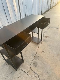 Dark Brown Wood Desk with Two Drawers