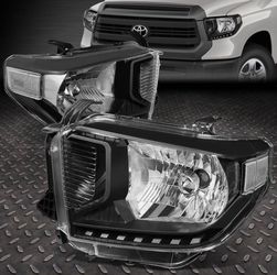 2014 - 2021 Toyota Tundra Black Housing Clear Corners Headlight Replacement Headlamps