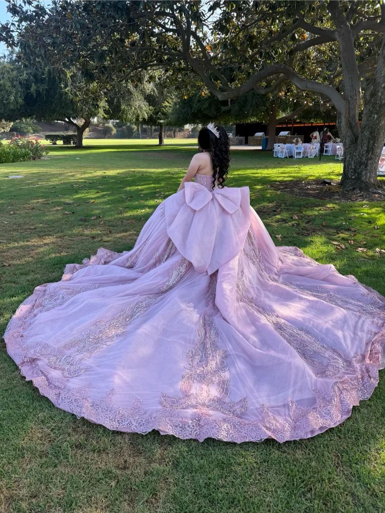 Mauve Pink Sparkle Quinceñera Dress 