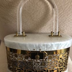 Vintage UNIQUE Dorest-Rex gold floral metal Filigree Purse