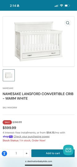 White Crib w/ Gold Hardware