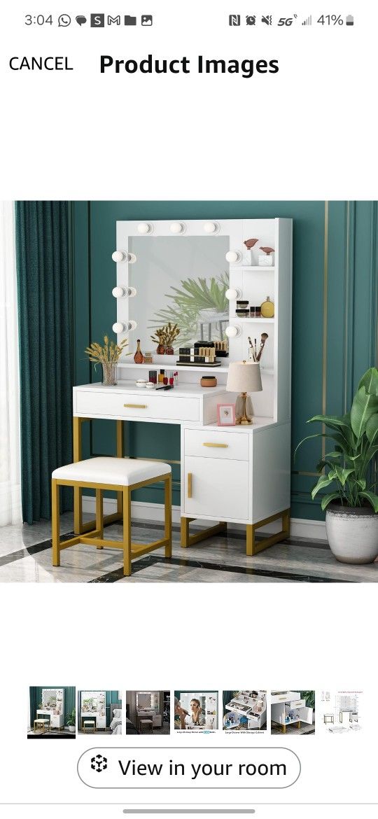White and Gold Vanity