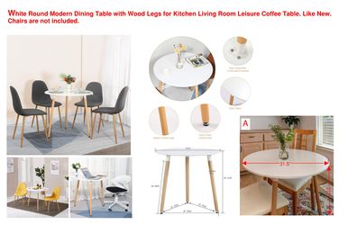 White Round Modern Dining Table – Wood Legs  $65 OBO