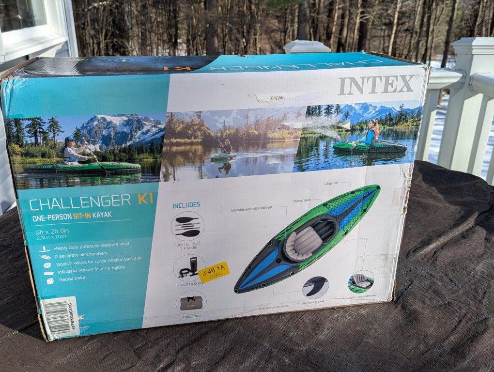 NIB Intex Challenger K1 Inflatable, One-Person Sit-in Kayak
