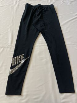 Nike Legging Bottom Activewear Pants Polka Dots Logo Graphic Print Black Women