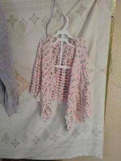 Pink and white and grey   sweater