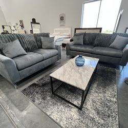 Sofa And Loveseat 2pc Grey  