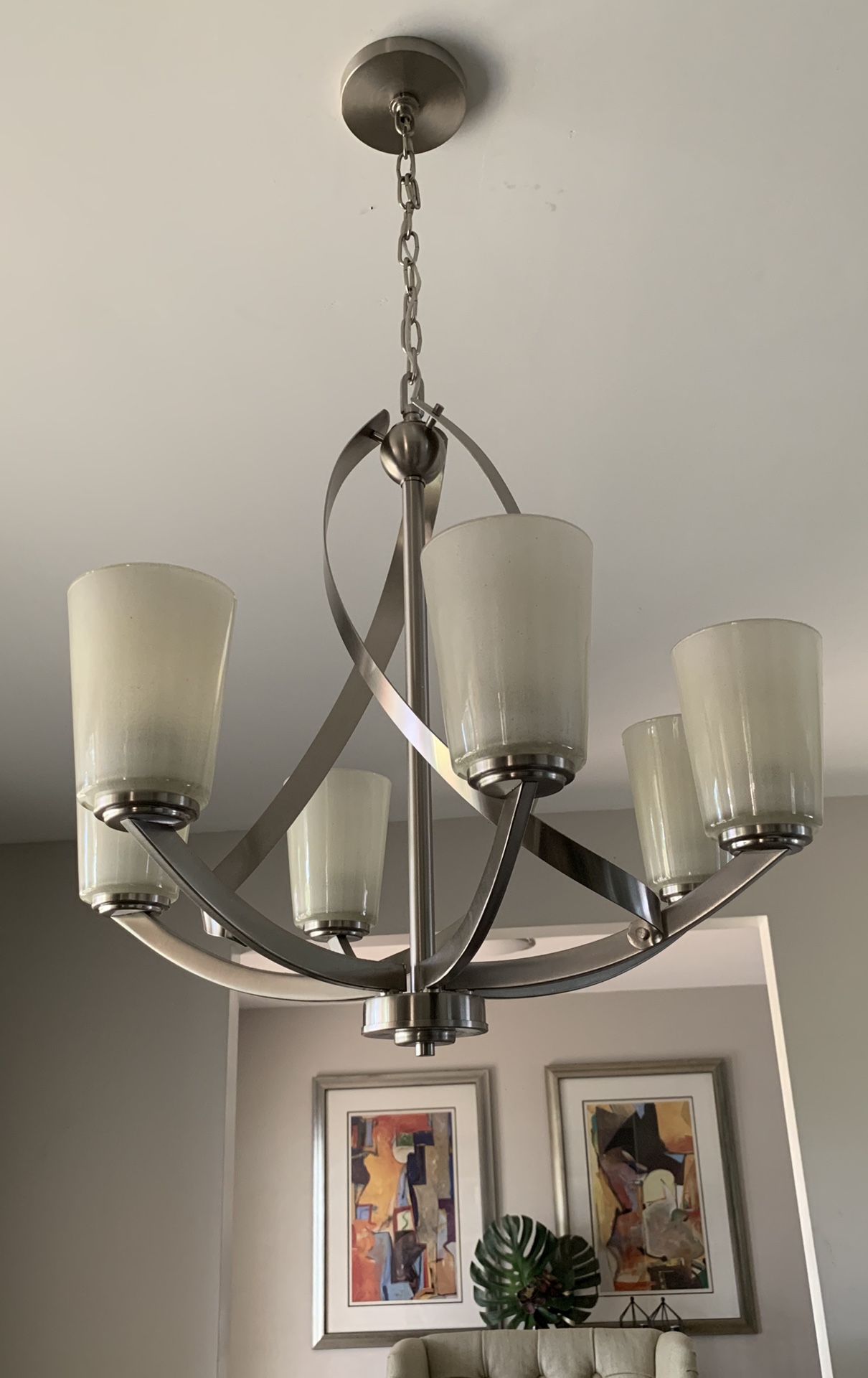 Brushed nickel multi-light ceiling lamp. Perfect condition!
