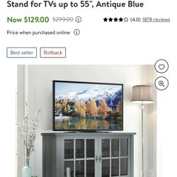 Better Homes & Gardens Oxford Square TV Stand for TVs up to 55", Antique Blue