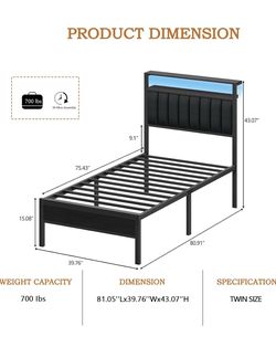 Twin bed frame, lights and usb port