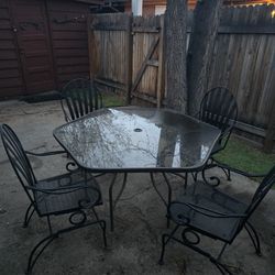 Patio Table And Chairs Metal And Glass