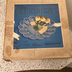 Vintage Indiana Glass Co. Crystal Egg Relish Serving Tray