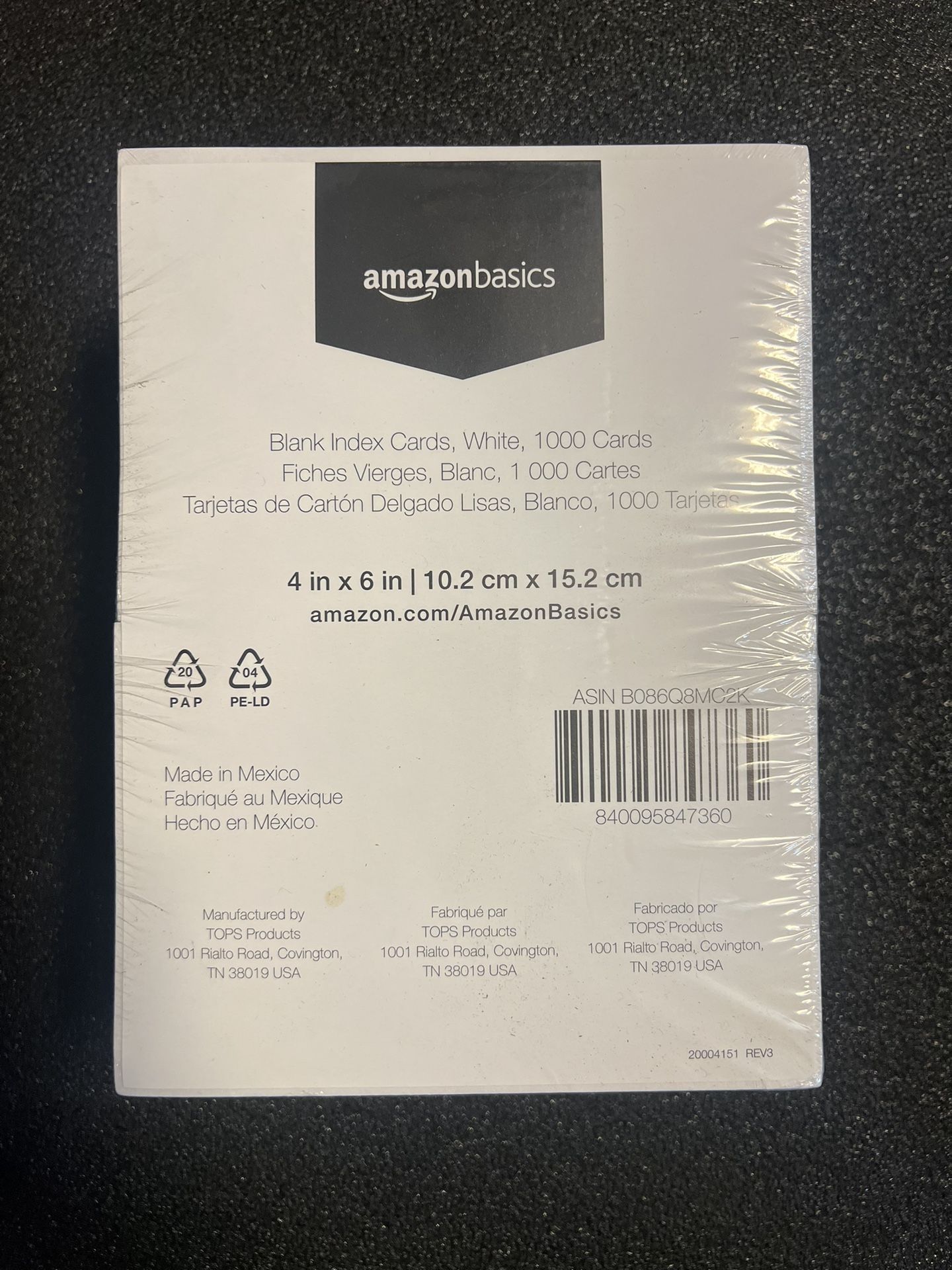 Amazon Basics Blank Index Cards, White, 4" x 6", 1000 Count (Pack of 2) 