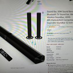 50W Bluetooth TV Sound Bar Wired and wireless