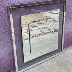 Vintage post modern mirror panels on glass