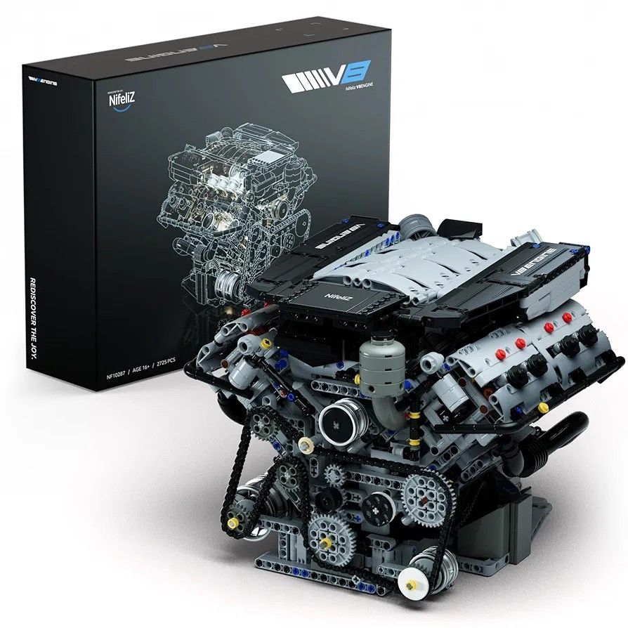 Nifeliz V8 Engine Building Set, Exclusive Advanced Collector's Engine Model, Physical Science Experiment Toy for Adults, Home or Office Décor (2725 PC