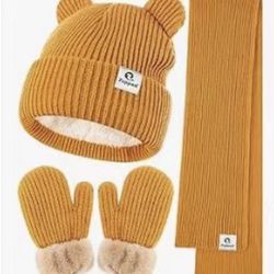 Baby Toddler Winter Hat Scarf Gloves Set For 6-36 Months Old