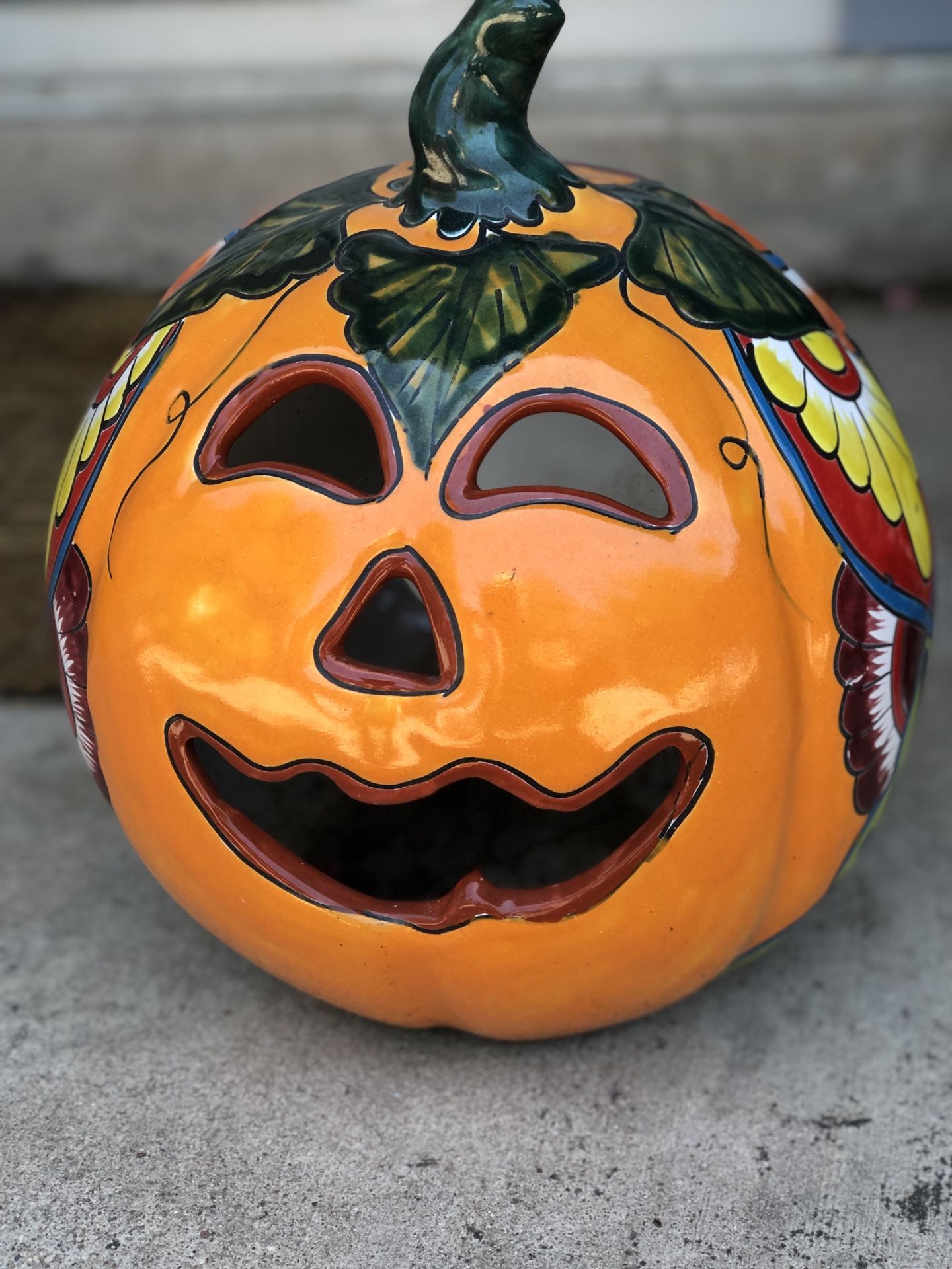 Talavera ceramic Halloween pumpkin