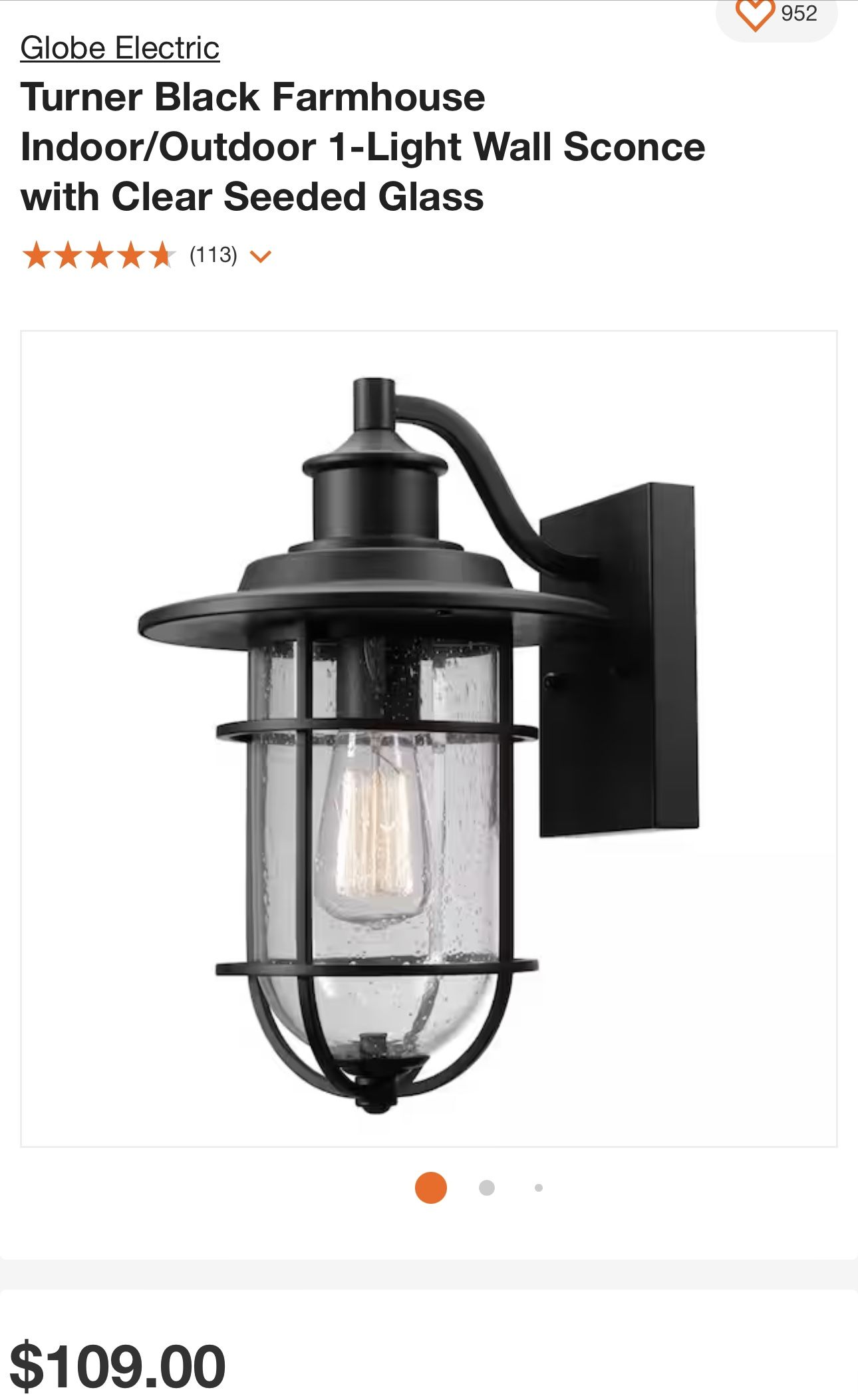 Turner Black Farmhouse Indoor/Outdoor 1-Light Wall Sconce with Clear Seeded Glass