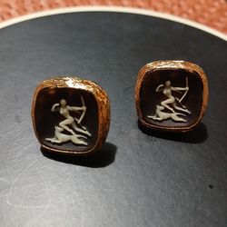 Vintage Gold Tone, Greek Diana Cameo Cufflinks