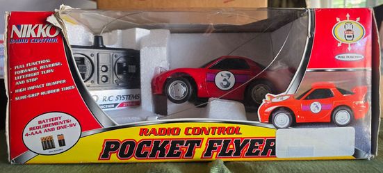 Vintage Sears Nikko Pocket Flyer red Mazda RX-7 Radio Control RC Racing car