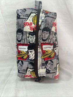 Classic zippered pouch crafted from a retro Star Trek comic strip cotton