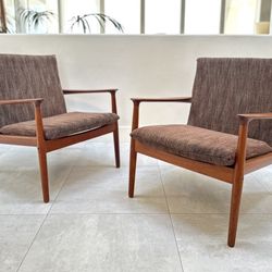 Vintage Danish Modern Teak Lounge Chairs 