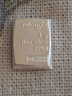 Valcambi Suisse 1-gram .999 each. fine silver bullion bar