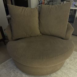 Tan, Swivel Couch