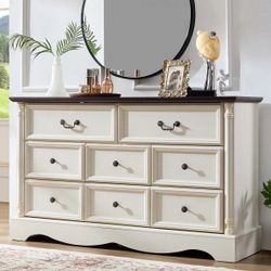 8 Drawers Dresser, 54" Wide Modern Storage Dressers Organizer TV Stand with Charging Station