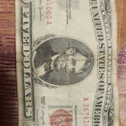 5 Dollar 1963 Red Note Seal