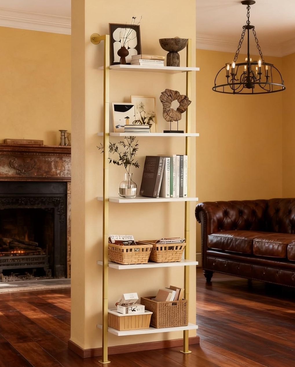 5-Tier Bookshelf Solid Wood Ladder Shelf X(1)