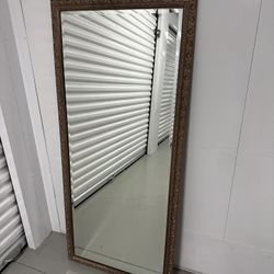 Large Ornate Vintage Gold Framed Beveled Mirror - 60” x 27”