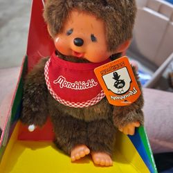 Vintage Monchhichi Sekiguchi Plush Monkey Never Removed from Box 1974