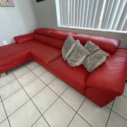 Red Leather Sofa 