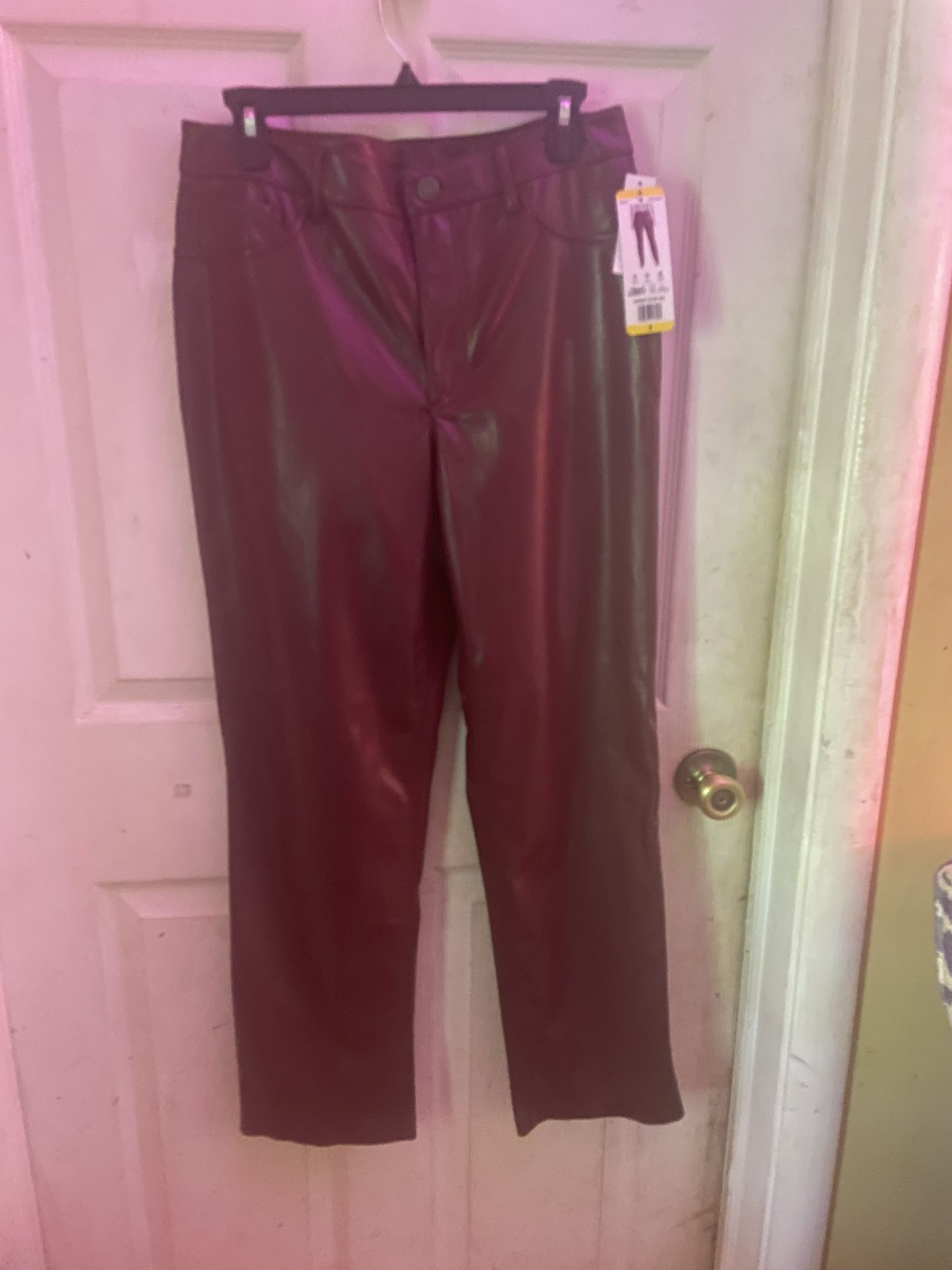 Faux Leather Pants  NWT Burgundy Size 8 JOIE