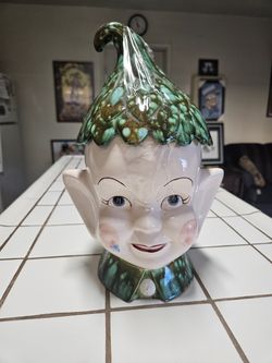 Vintage Ceramic Elf Head Cookie Jar