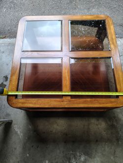 Wood End Table with Glass Inlay Top