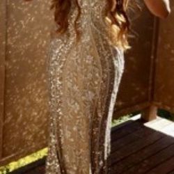 Silver Sequin Prom Dress