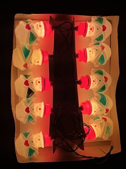 Vintage 1995 Snowman Christmas Light Set Blow Mold 10ct Novelty