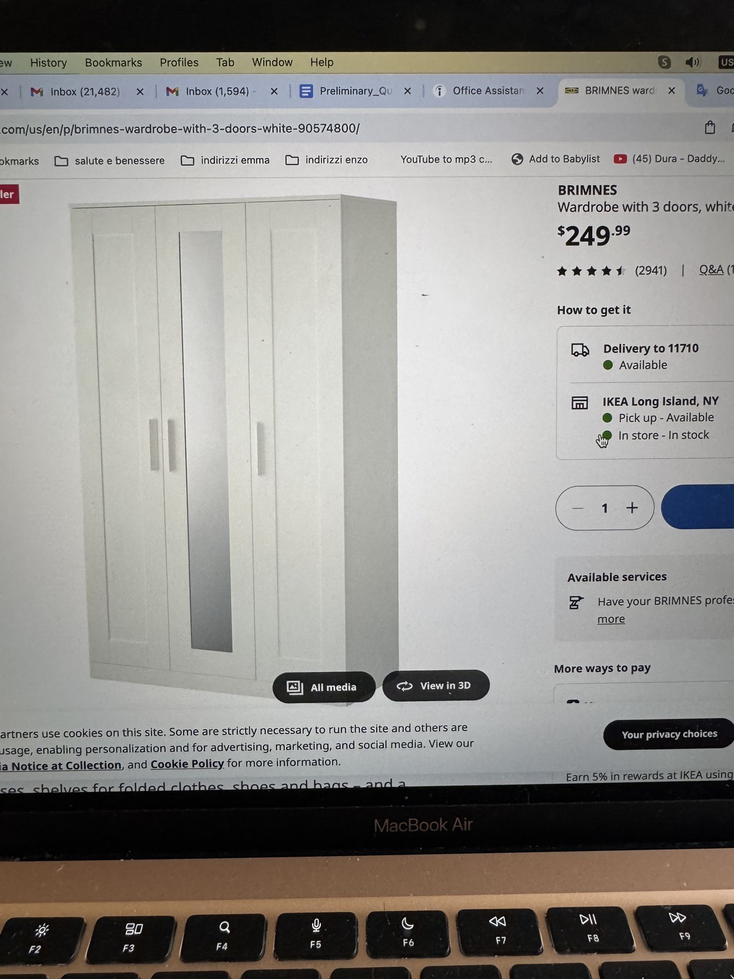 Brimnes Wardrobe With 3 Doors White