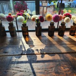 Set of 16 Amber Glass Bud Vases
